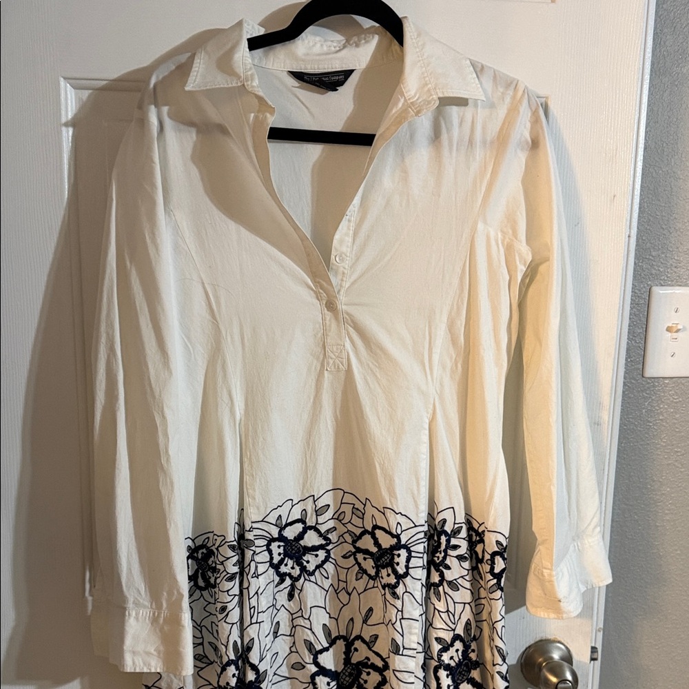 Chic Cream and Black Floral Tunic